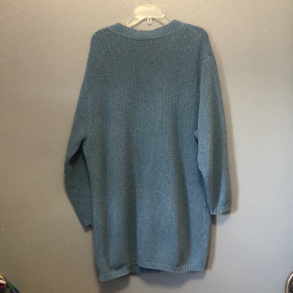 Vintage oversized cardigan sweater Unisex Large L chunky grandma Mr. Rogers blue - Picture 6 of 9